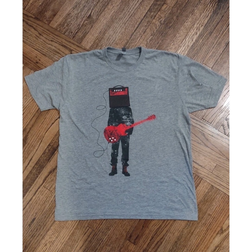 Next Level Apparel Mens Large Gray Guitar Amp Head Graphic T-Shirt Short Sleeve